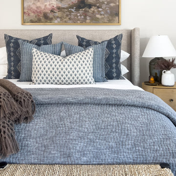 5-Piece Deco Jacquard Blues Pillow Cover Collection